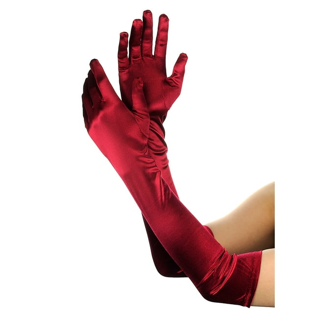BUYISI Etiquette Long Gloves Satin Gloves Wedding Performance Prom Uniform Accessories Red