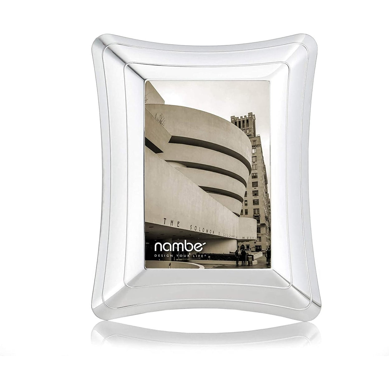 Nambe Portal Picture Frame Holds One 5 x 7 Photo - Silver