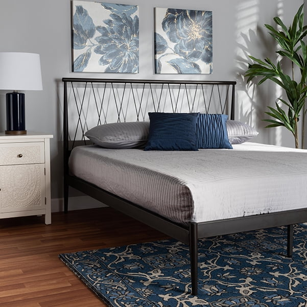 Baxton Studio Nano Black Finished Metal Queen Size Platform Bed