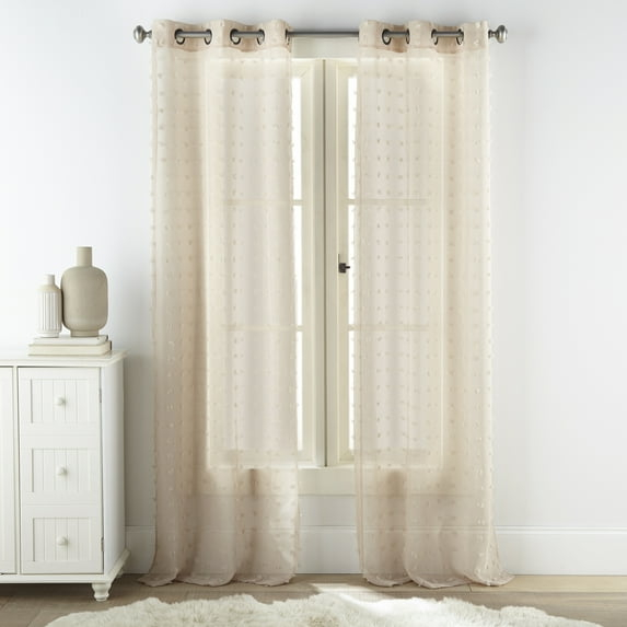 Payton Juego de 2 Paneles de Cortina Transparente de Nacarado Tan, 37" x 63"