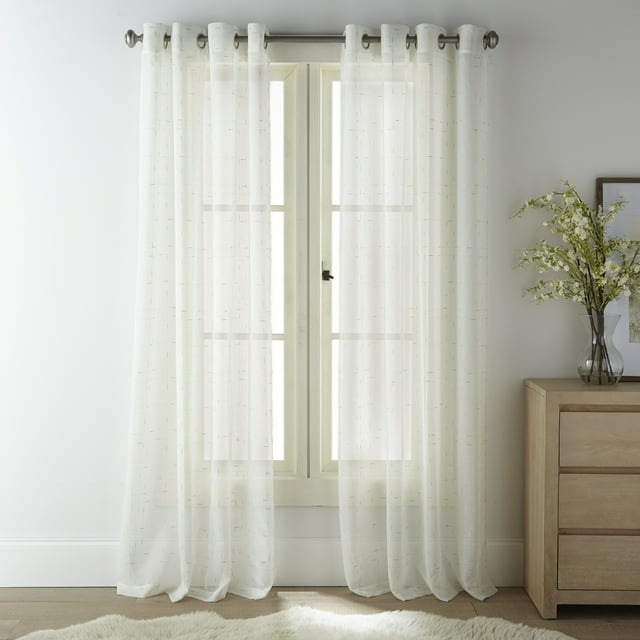 Nanshing Sonny Set of 2 Grommet Sheer Curtain Panels, White Gold, 52" x 84"