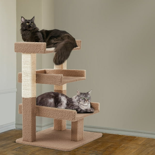 Nala 3-Tier Cat Tree Tower for Indoor Cats – Large Cat Tower & Cat Condo for Large Cats | Cat Tree House & Cat Castle for Multi-Cat Homes - Beige