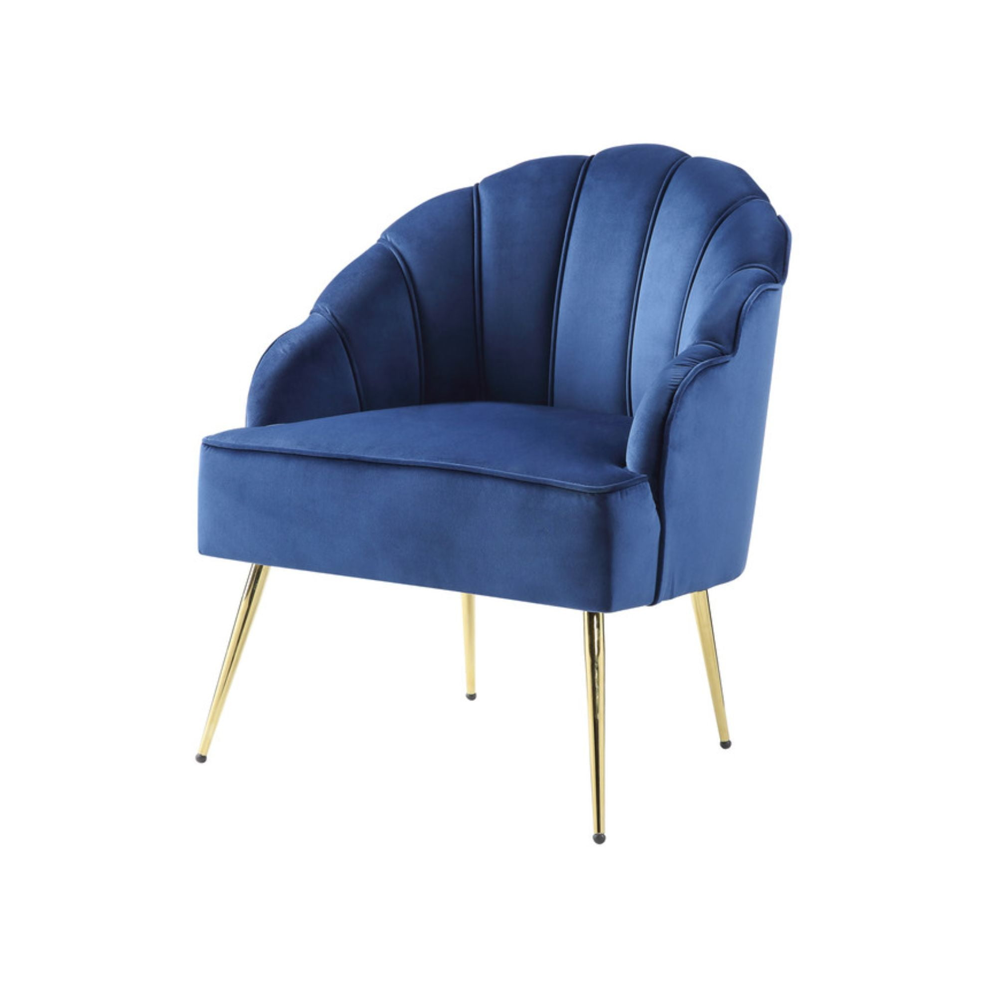 Naomi Velvet Wingback Accent Arm Chair with Metal Legs in Blue