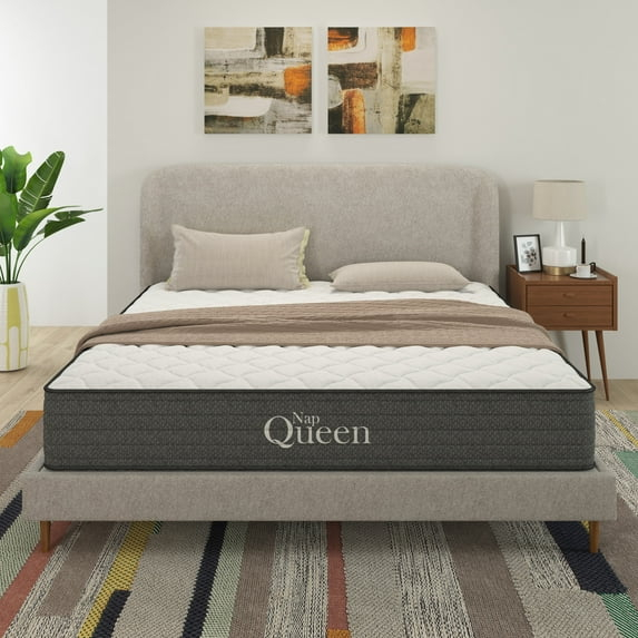 NapQueen Victoria 8" Queen, Hybrid of Cooling Gel Infused Memory Foam and Pocket Spring Mattress, Bed in a Box, Adult
