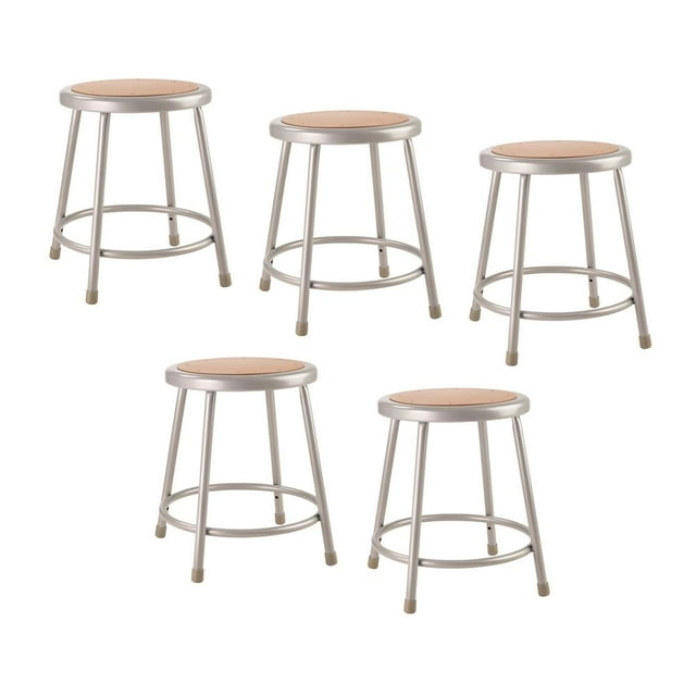 National Public Seating (5 Pack) NPS® 18" Heavy Duty Steel Stool, Grey