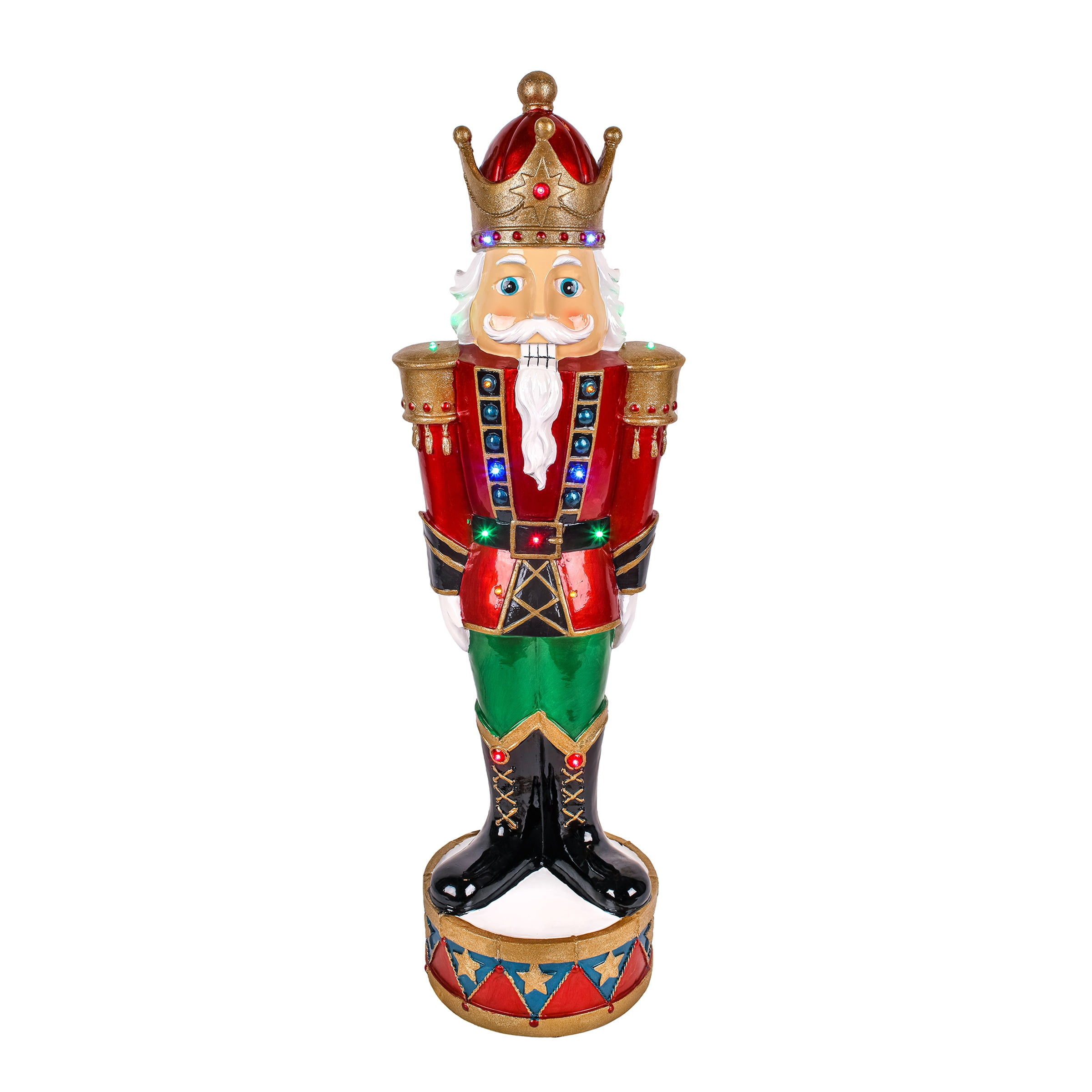 National Tree Company Pre-Lit Nutcracker Christmas Decoration with Multicolor LED Lights with Hand Painted Details, Plug In, Red, 36 Inch