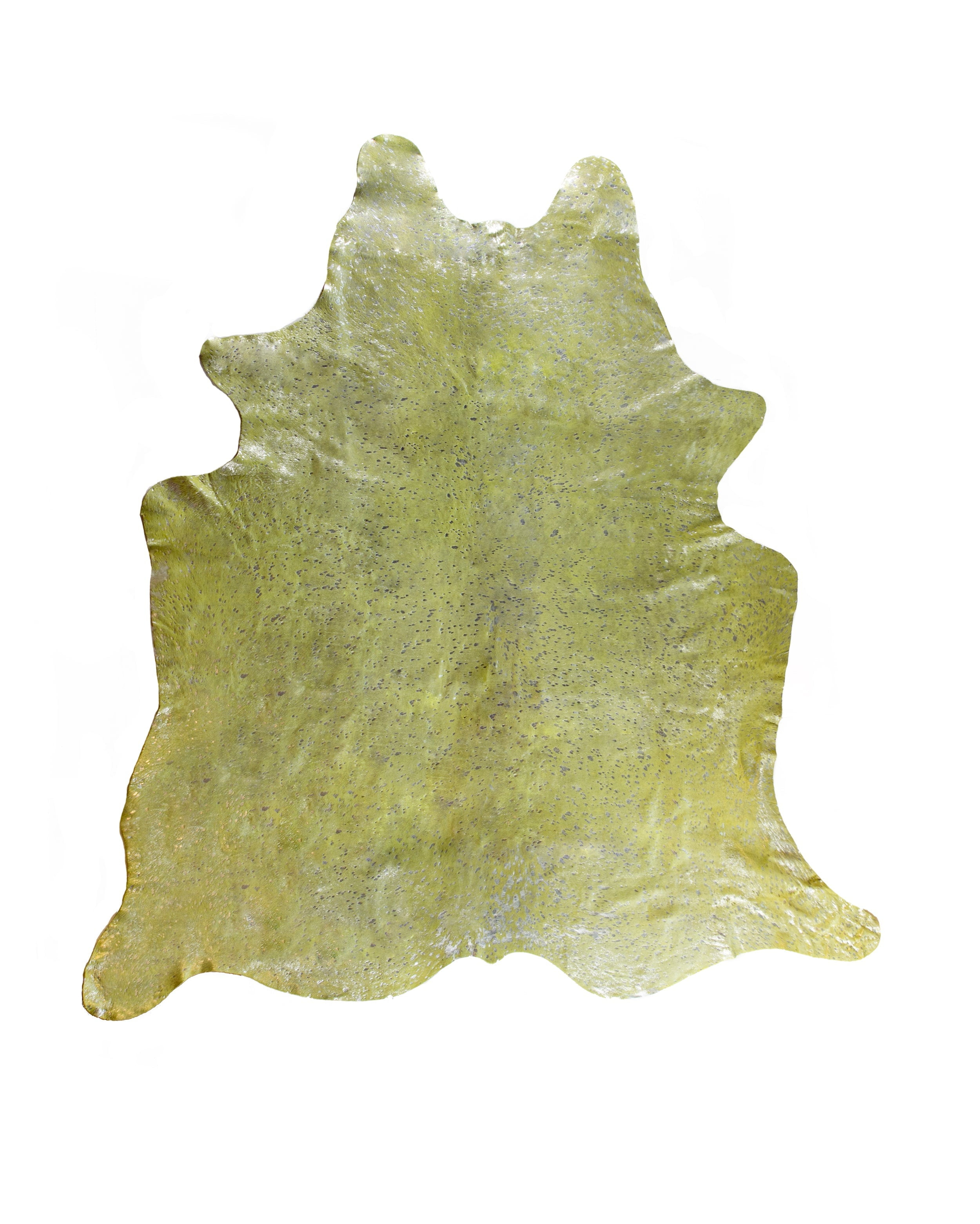 Natural Scotland Cowhide Rug | Lime & silver | 6'x7'