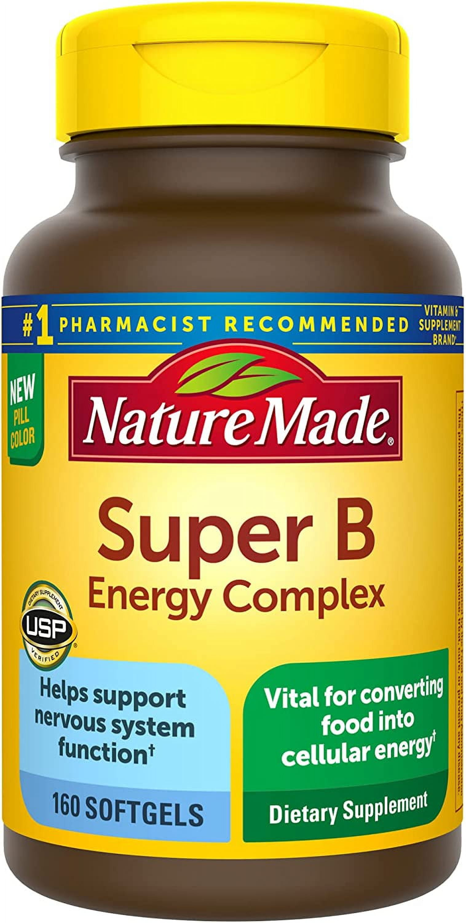 Nature Made Super B Energy Complex, Dietary Supplement for Brain Cell Function Support, 160 Softgels, 160 Day Supply (Packaging May Vary)
