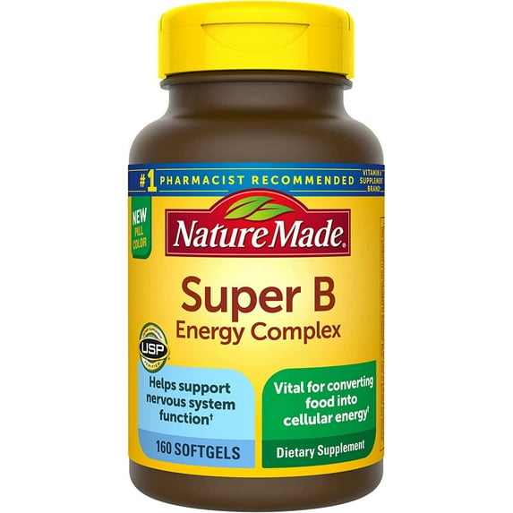 Nature Made Super B Energy Complex, Dietary Supplement for Brain Cell Function Support, 160 Softgels, 160 Day Supply (Packaging May Vary)