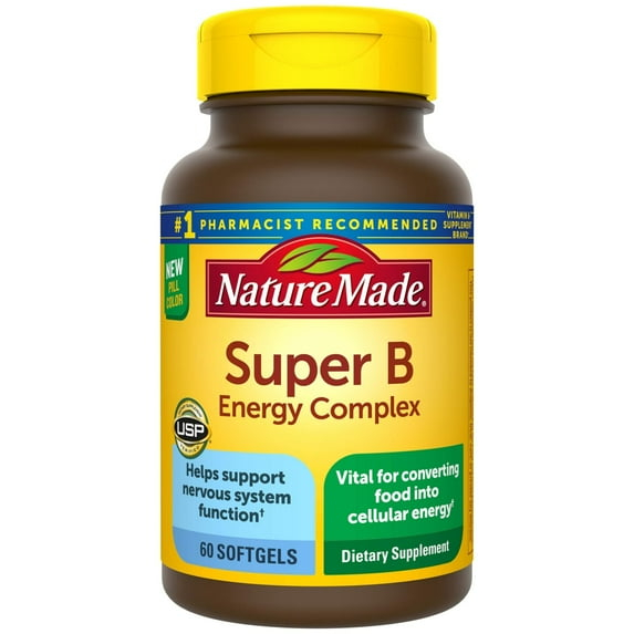 Nature Made Super B Energy Complex Softgels, Dietary Supplement, 60 Count