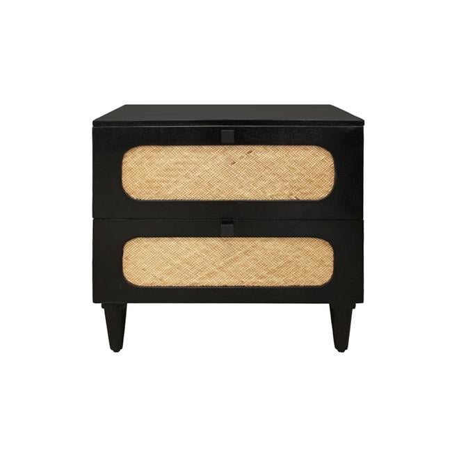 Navice End Table with 1 Bottom Shelf Storage with Solid Wood in Black Finish