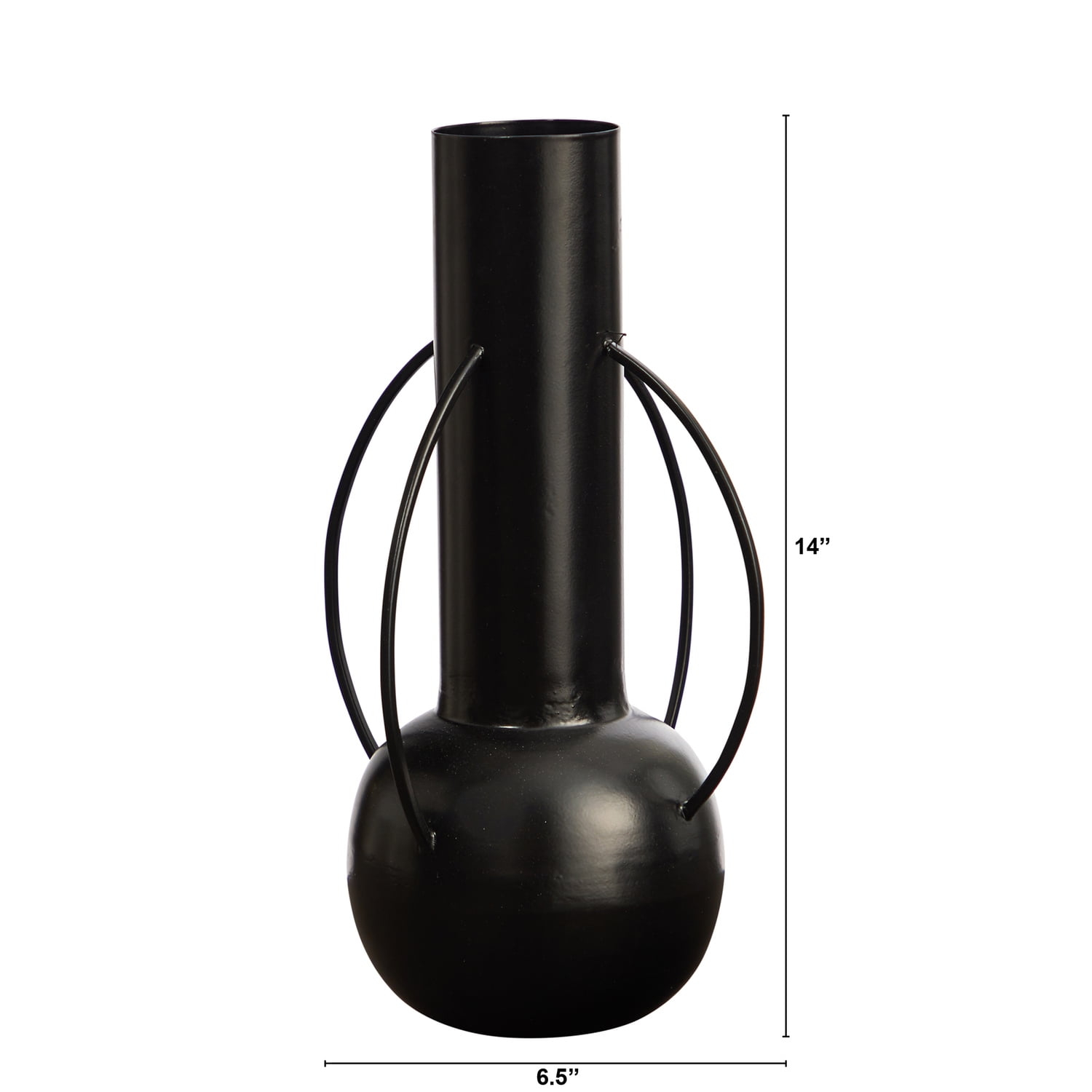 Nearly Natural 14in. Contemporary Metal Vase, Black