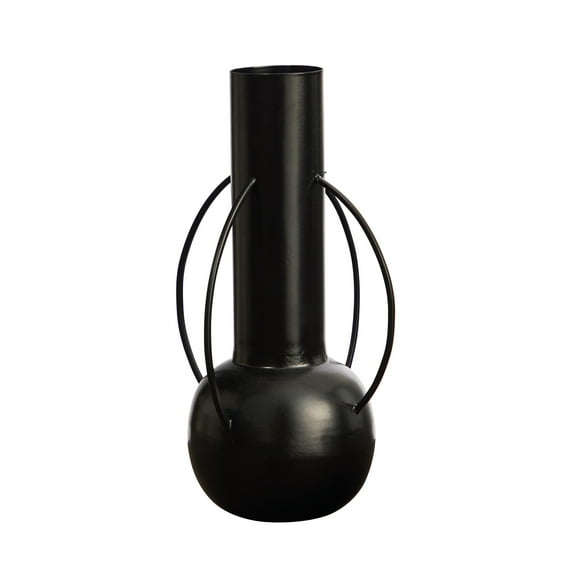 Nearly Natural 14in. Contemporary Metal Vase, Black