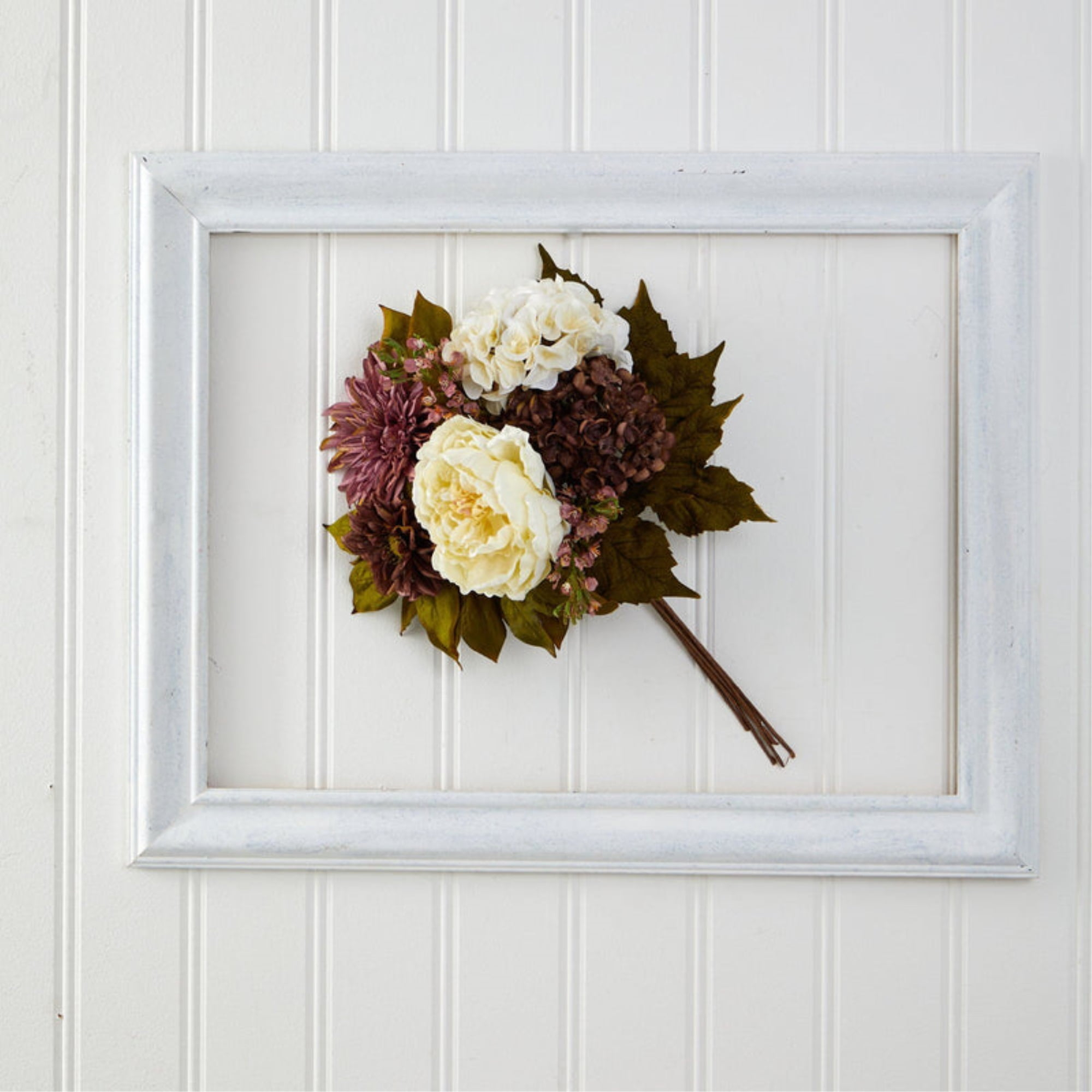 Nearly Natural Peony, Hydrangea and Dahlia Artificial Flower Bouquet (Set of 2)-Size:9 inch