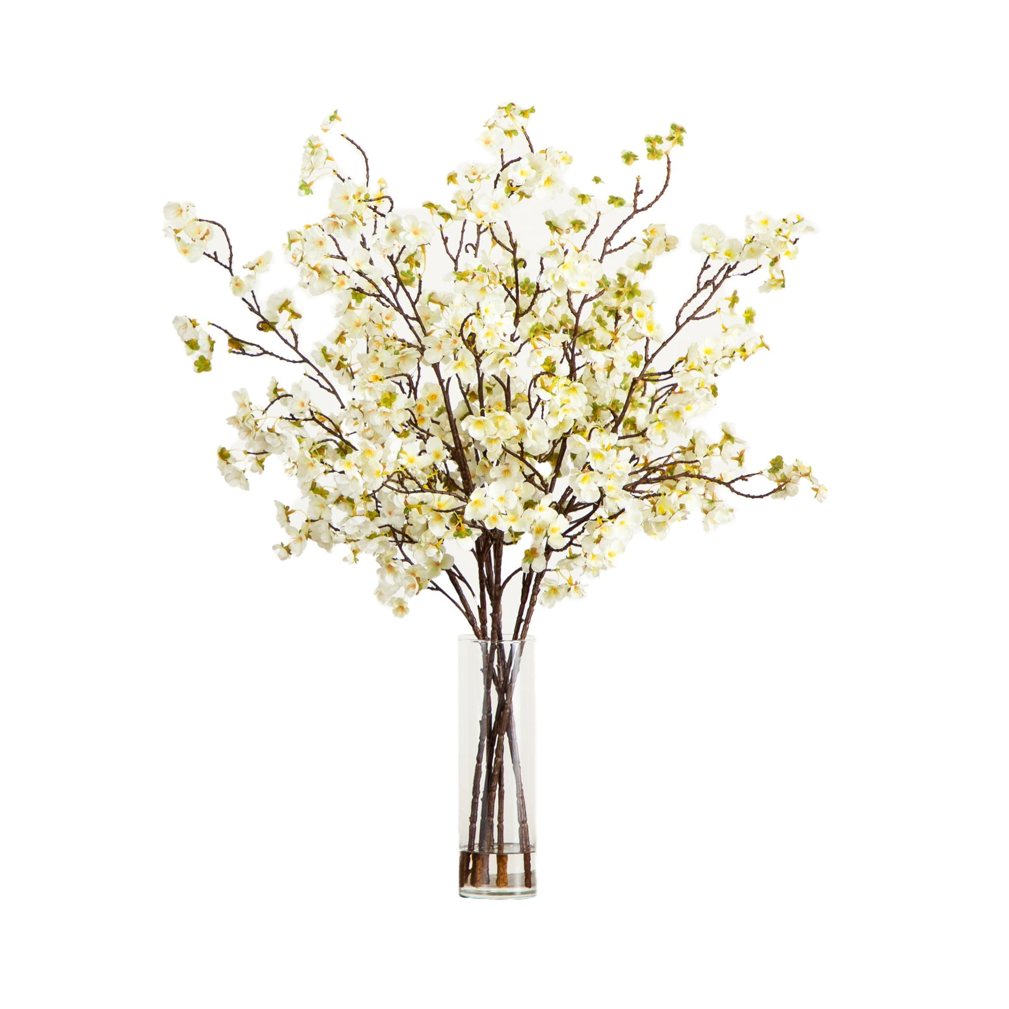 Nearly Natural 32in. Artificial Cherry Blossom Arrangement in Cylinder Glass Vase