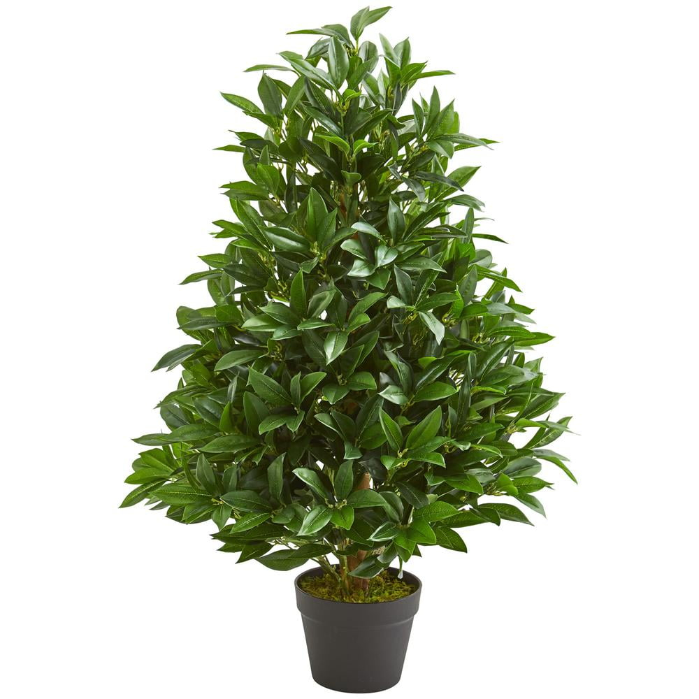 Nearly Natural 3-ft Bay Leaf Artificial Topiary Tree UV Resistant (Indoor/Outdoor)
