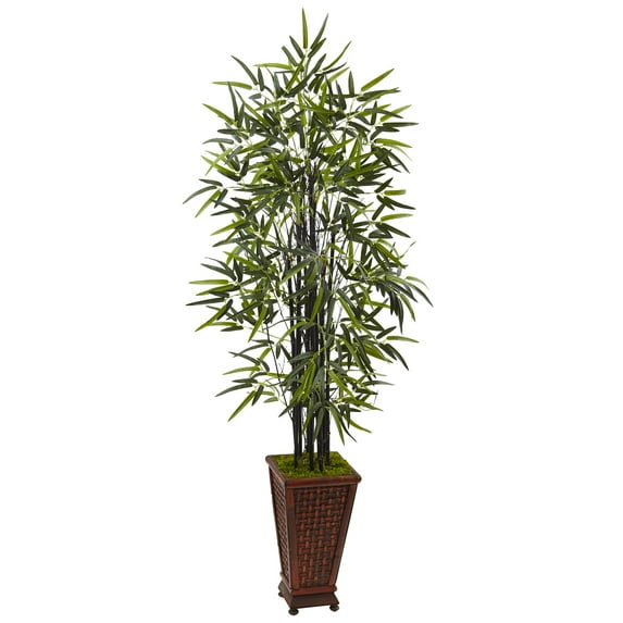 Nearly Natural 5.5’ Black Bamboo Tree in Decorative Planter