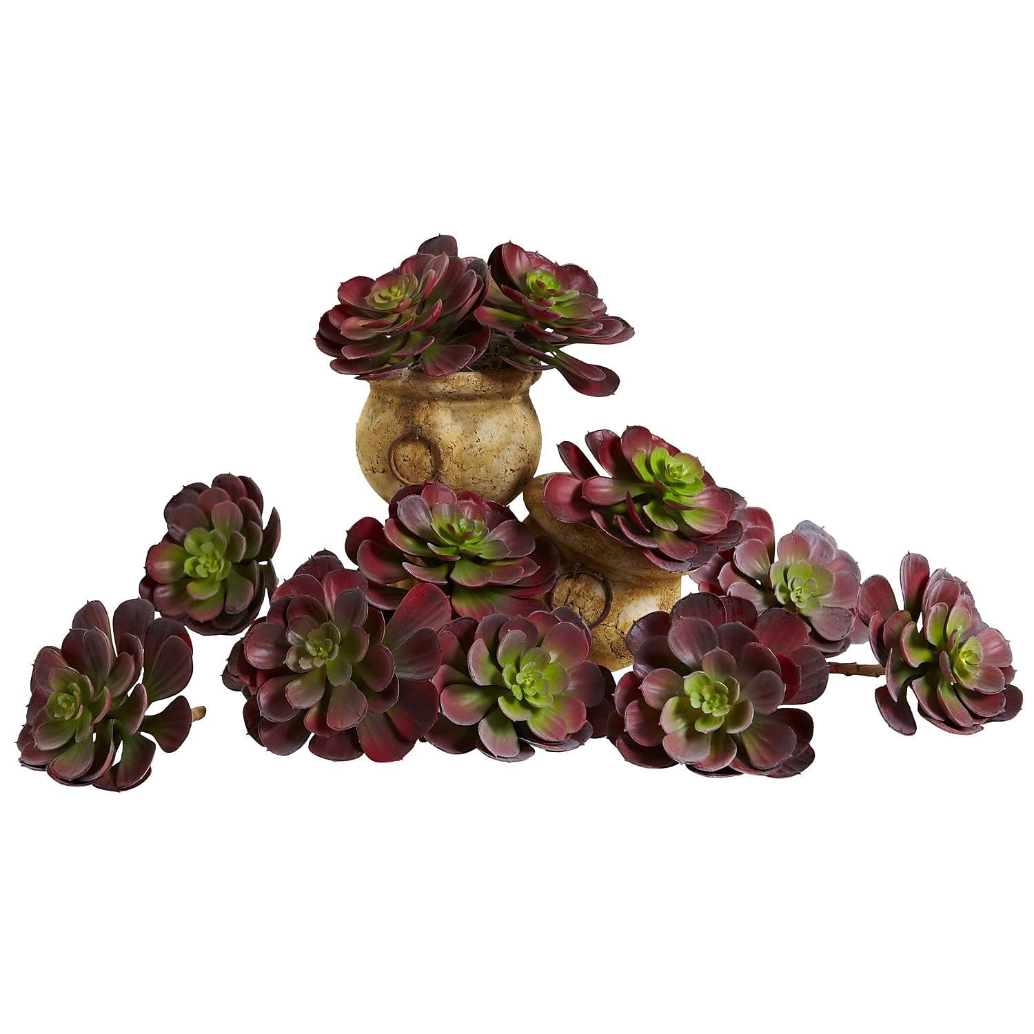 Nearly Natural 6 Echeveria Succulent - Set of 12 Burgundy