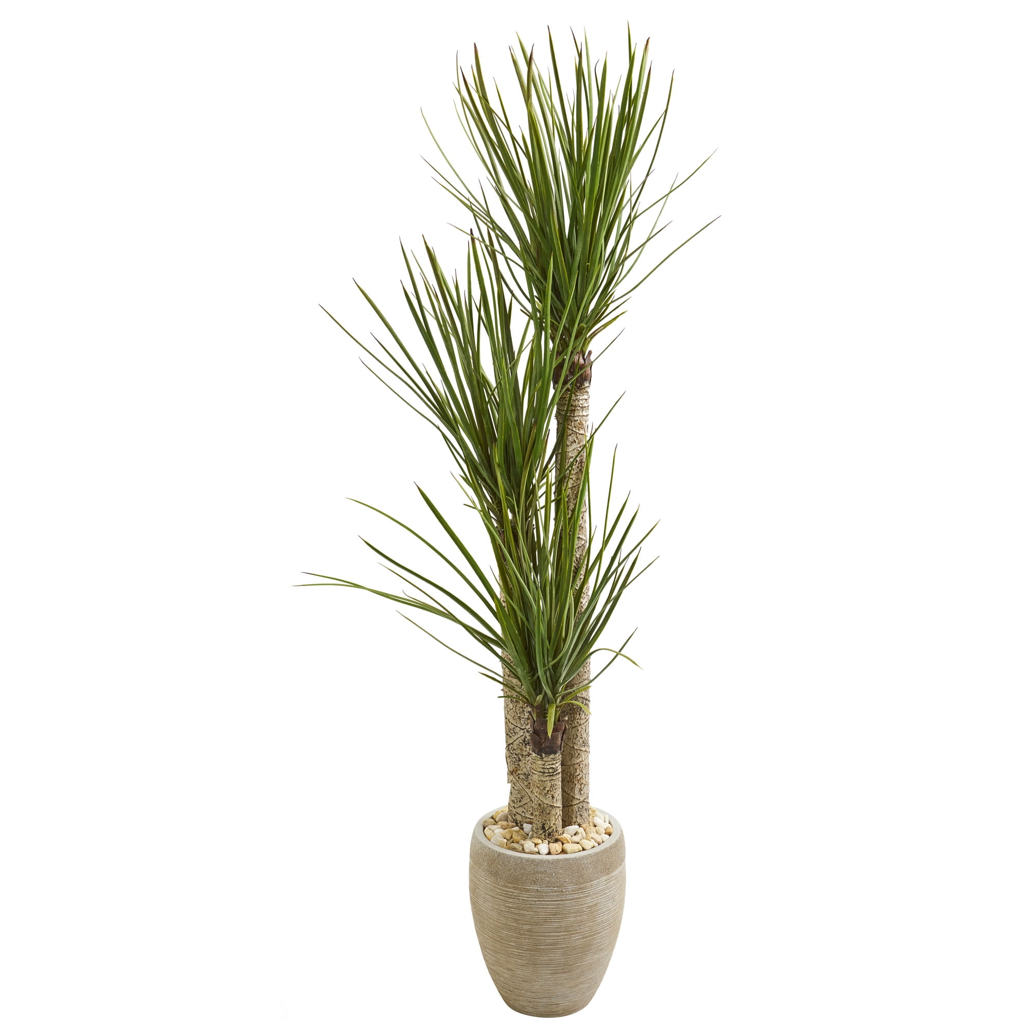 Nearly Natural 64-in Yucca Artificial Tree in Sand Colored Planter
