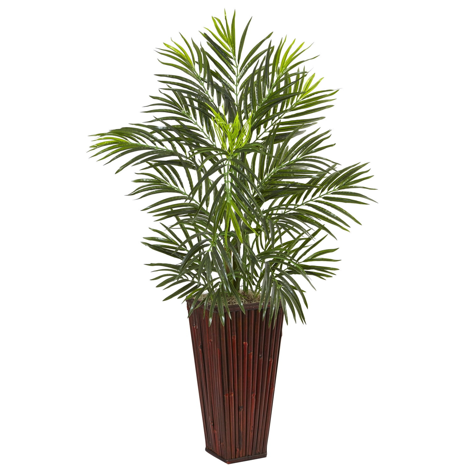 Nearly Natural 41-in Areca Palm in Bamboo Planter