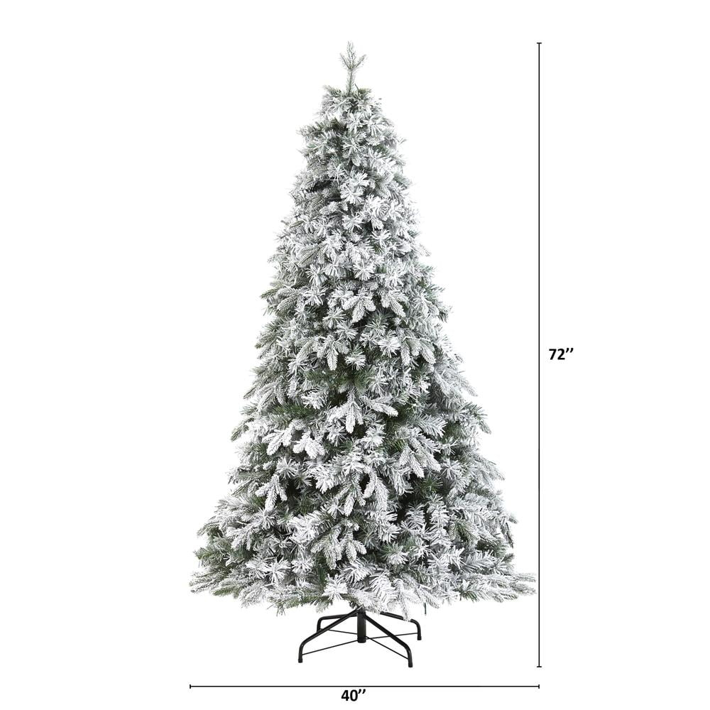 Nearly Natural 6' Flocked Vermont Mixed Pine Prelit LED Artificial Christmas Tree