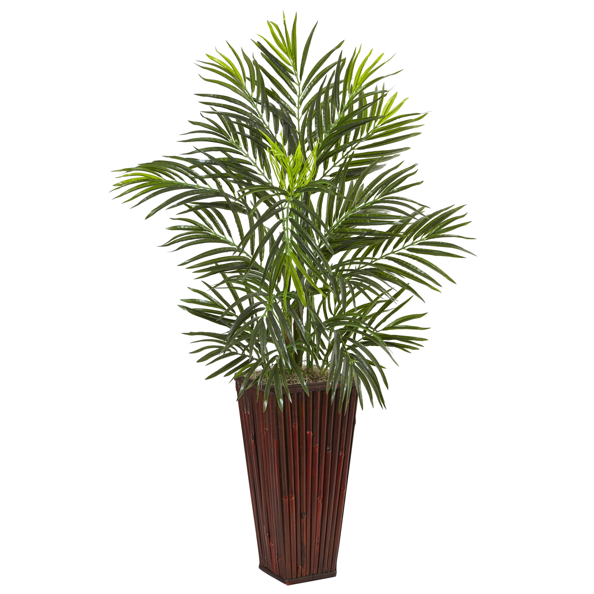 Nearly Natural 41-in Areca Palm in Bamboo Planter