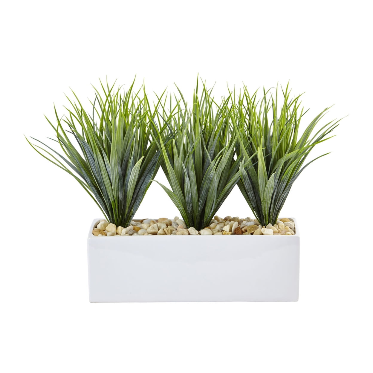 Nearly Natural 12-in Vanilla Grass in Rectangular Planter
