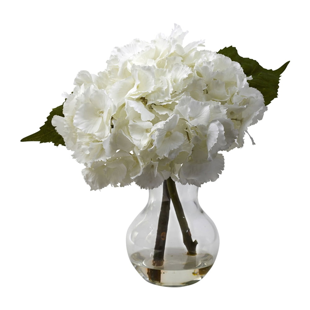 Nearly Natural Blooming Hydrangea with Vase Arrangement