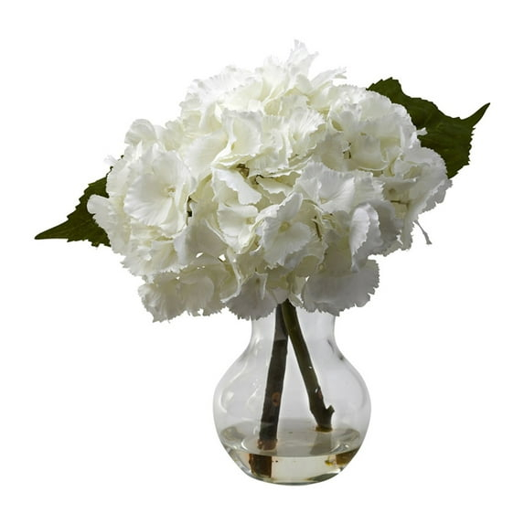 Nearly Natural Blooming Hydrangea with Vase Arrangement