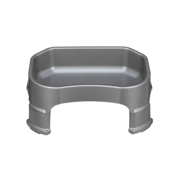 Neater Pets Big Bowl with Leg Extensions for Dogs - Raised for Feeding Comfort - Extra Large Plastic Trough Style Food or Water Bowl for Use Indoors or Outdoors, Gunmetal, 1.25 Gallon (160 Oz.)