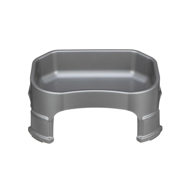 Neater Pets Big Bowl with Leg Extensions for Dogs - Raised for Feeding Comfort - Extra Large Plastic Trough Style Food or Water Bowl for Use Indoors or Outdoors, Gunmetal, 1.25 Gallon (160 Oz.)