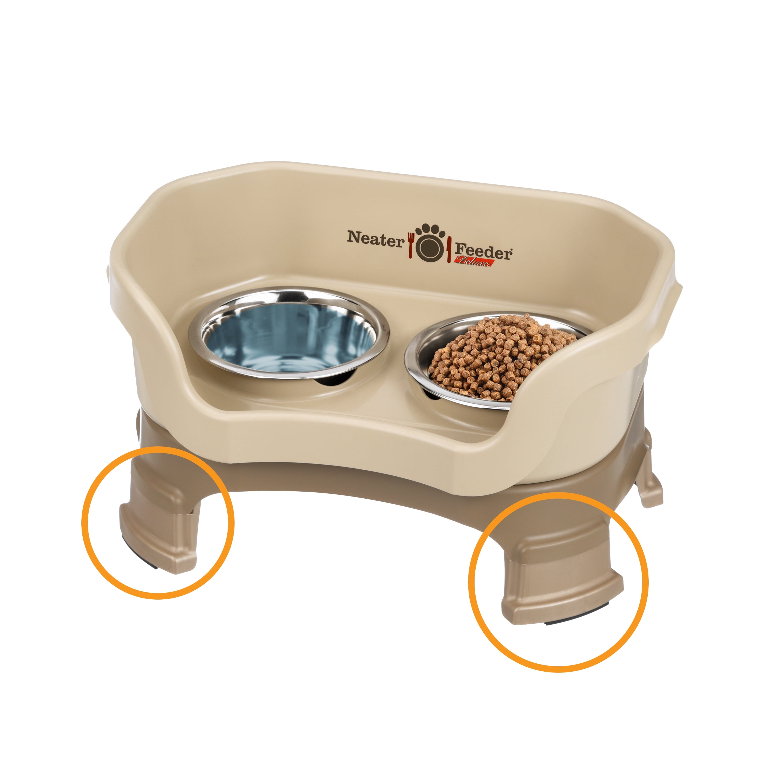 Neater Pets Neater Feeder Deluxe With Leg Extensions Mess-Proof Elevated Food & Water Bowls for Small Dogs, Cappuccino