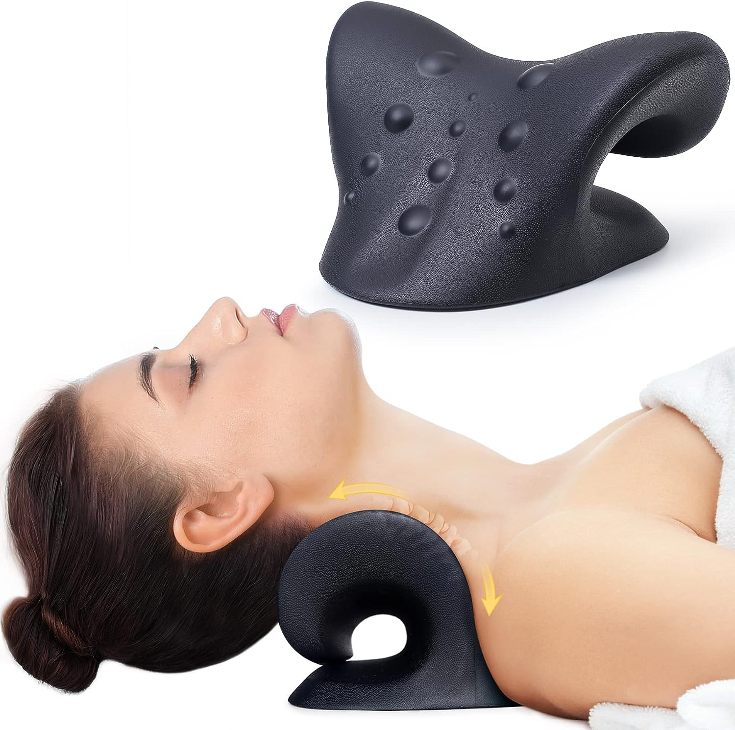 ParkistStar Cervical Traction Neck Pillow for Pain Relief and Spinal Alignment - Chiropractic Shoulder and Neck Stretcher with Relaxing Benefits