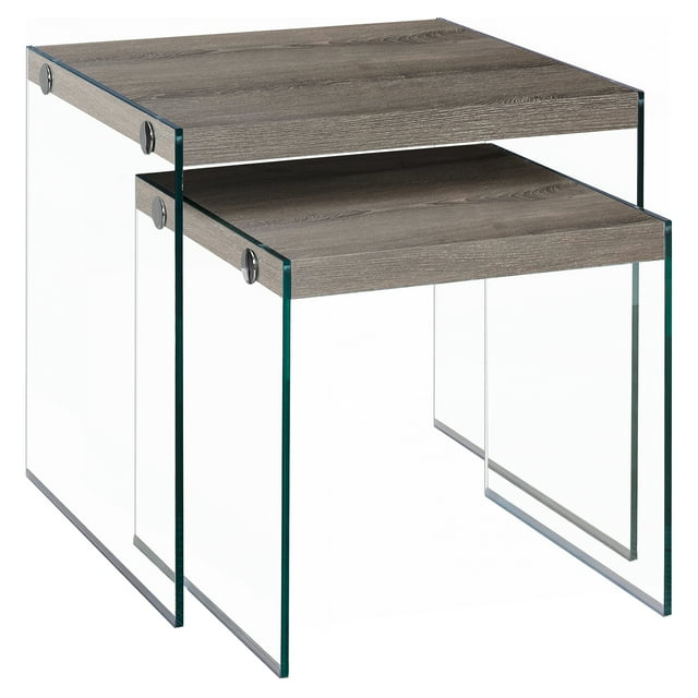Monarch Specialties Nesting Table, Set Of 2, Side, End, Accent, Living Room, Bedroom, Brown Laminate