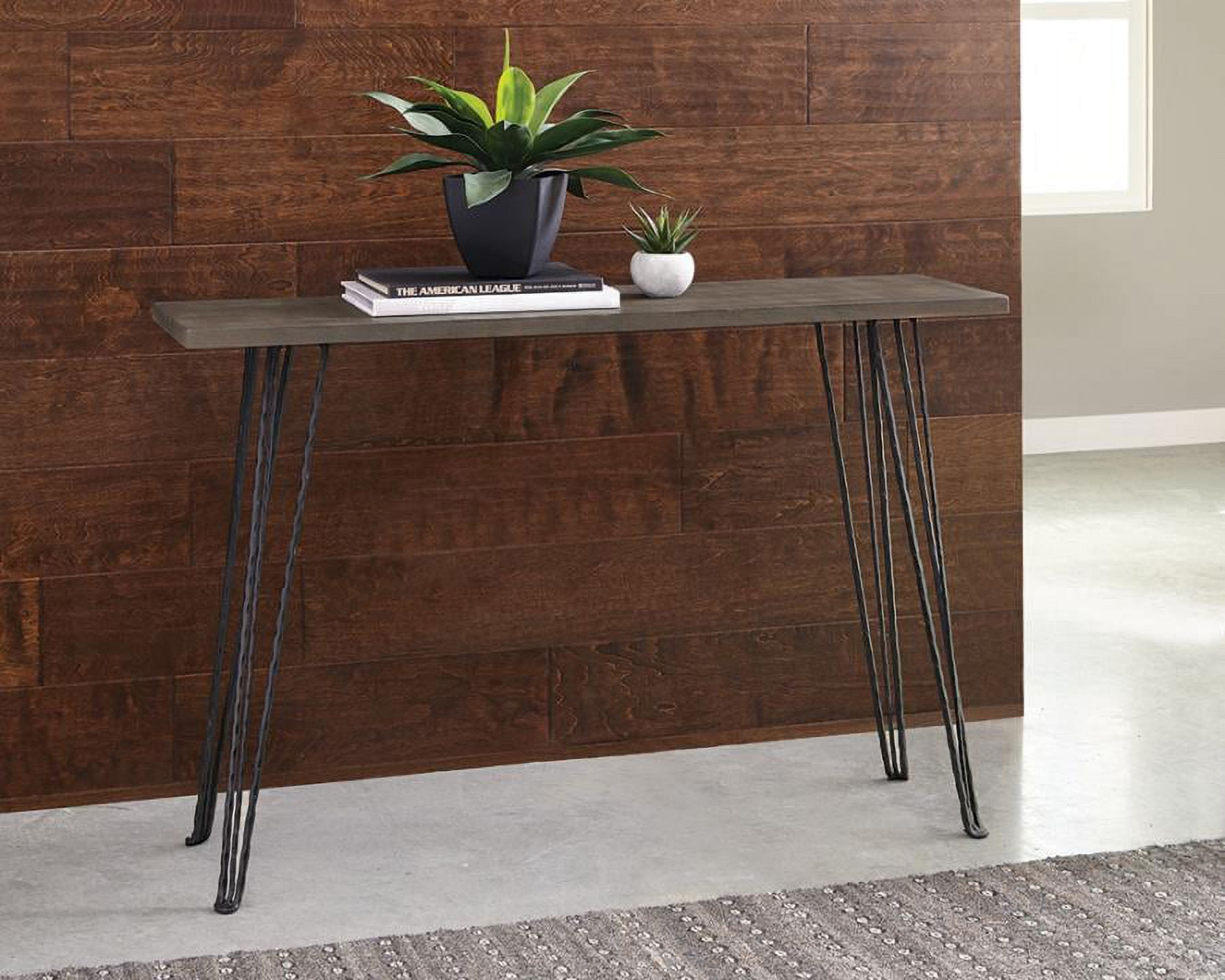 Coaster Farmhouse Wood Rectangular Console Table with Metal Legs in Brown