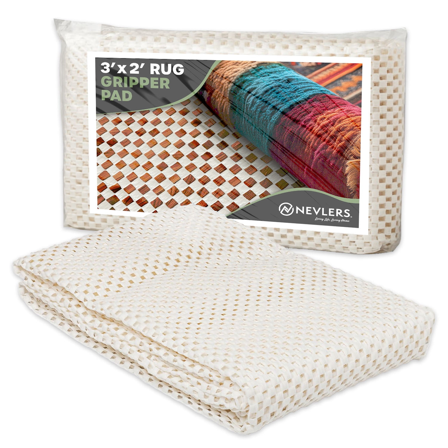 Nevlers 2 ft. x 3 ft. White Anti Slip Rug Pad for Hard Surface Flooring