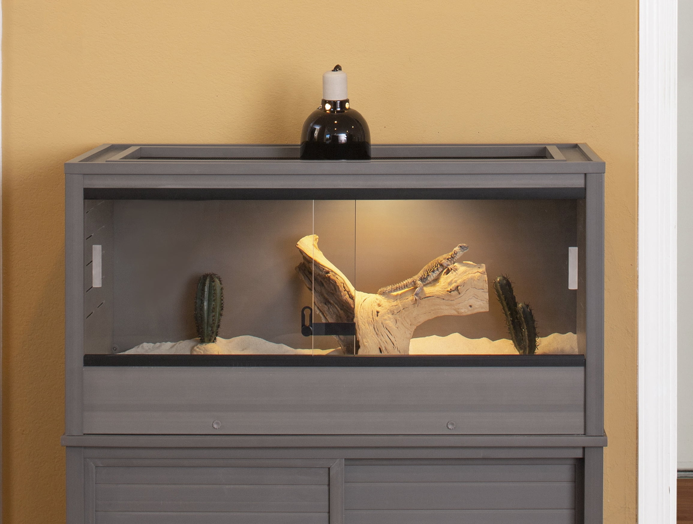 New Age Pet® ECOFLEX® 36 in. Mojave Reptile Terrarium Lounge - Durable Composite Habitat with Ventilated Side Panels, Removable Sliding Glass Doors and Mesh Screen Top for UV/Heat Lamp Setup
