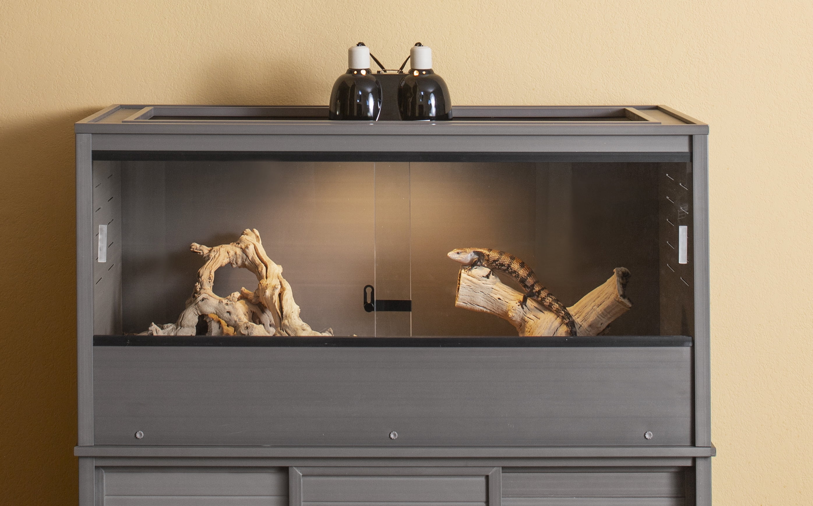 New Age Pet® ECOFLEX® 48 in. Mojave Reptile Terrarium Lounge - Durable Composite Habitat with Ventilated Side Panels, Removable Sliding Glass Doors and Mesh Screen Top for UV/Heat Lamp Setup