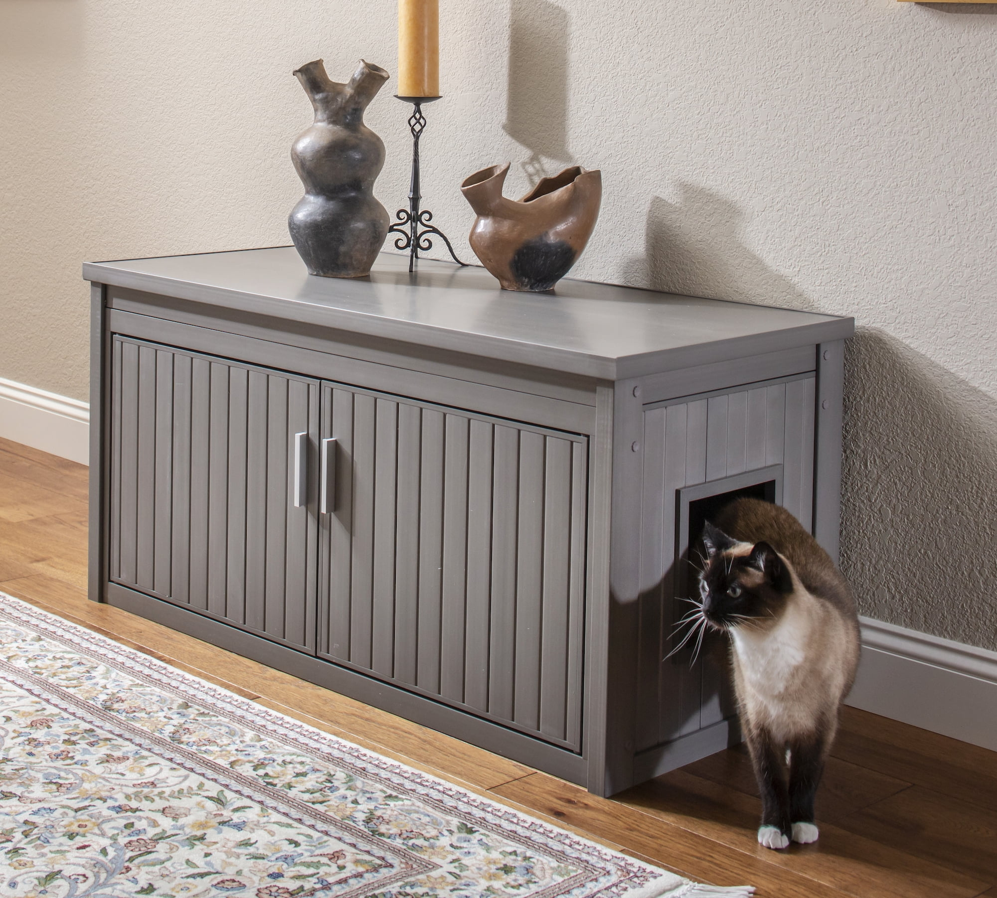 New Age Pet® ECOFLEX® Litter Loo® Bench - Durable Composite Cat Litter Box Enclosure, Moisture and Odor Resistant, Easy Assembly, Available in Espresso, Russet Brown, Antique White, Gray