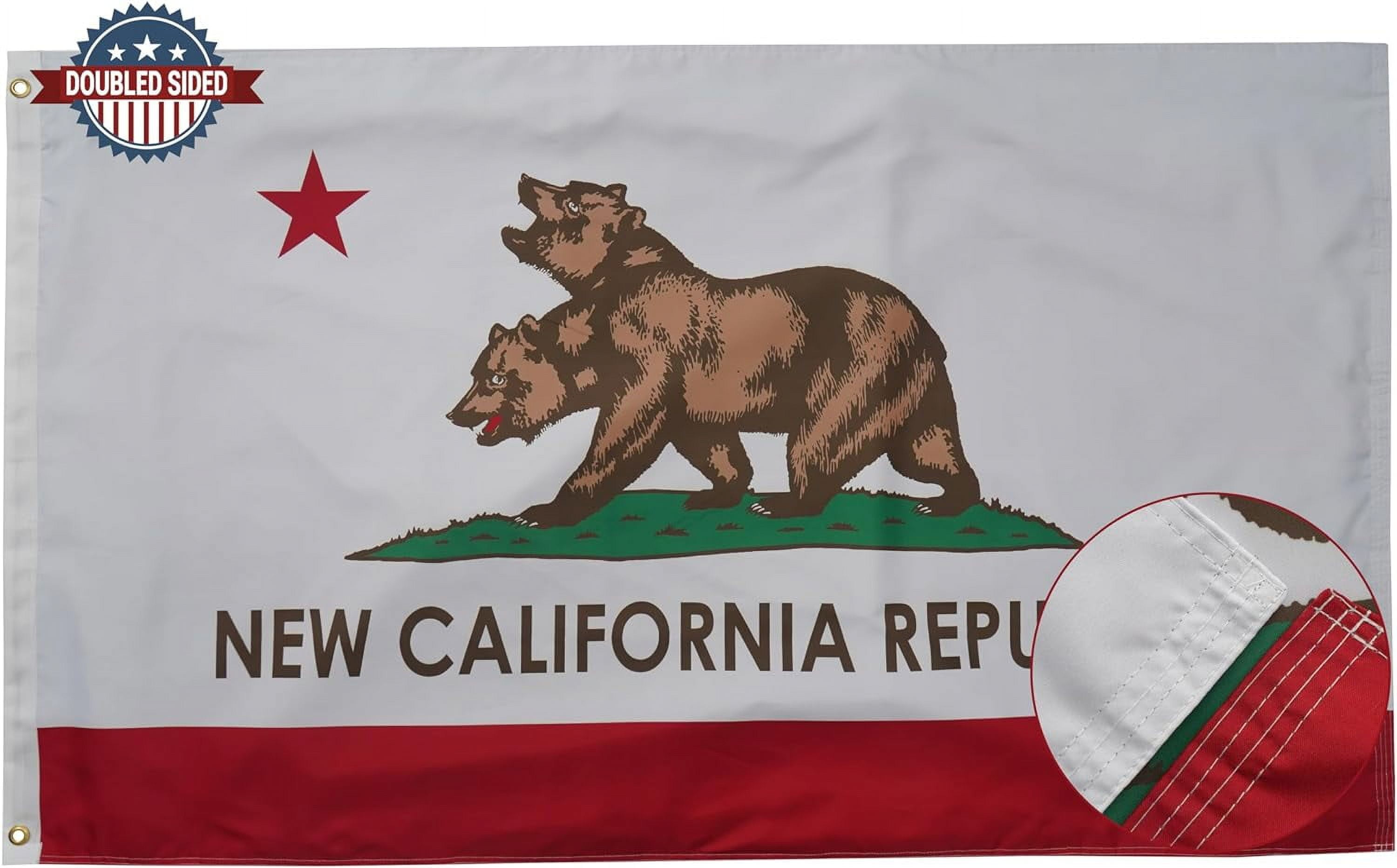 California Flag Printed Polyester Rectangular Canvas Heading Brass Grommets 3ft x 5ft