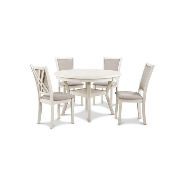 New Classic Furniture Amy 5-Piece Classic Wood Dining Table Set with Storage, Bisque/Gray