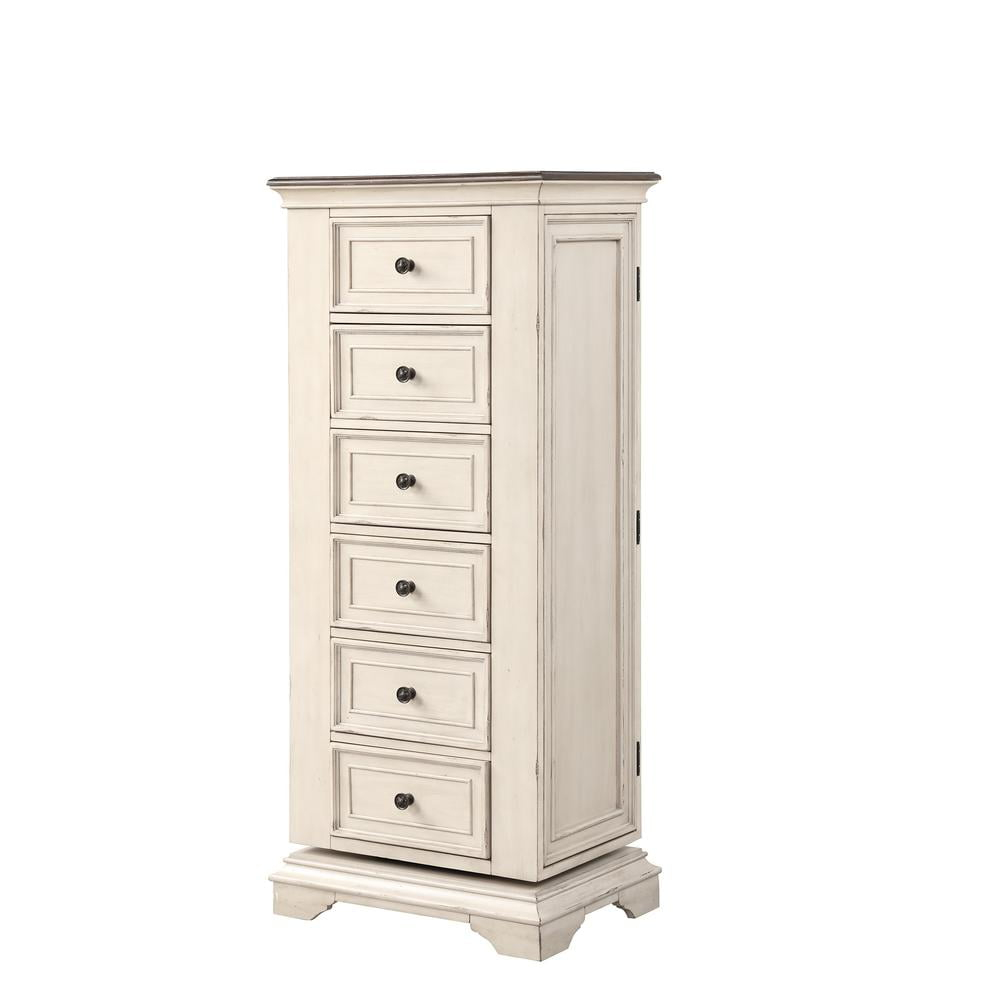 New Classic Furniture Anastasia 6-Drawer Wood Chest with Mirror, White