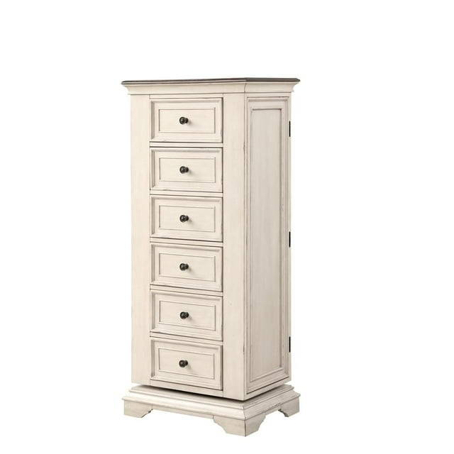 New Classic Furniture Anastasia 6-Drawer Wood Chest with Mirror, White