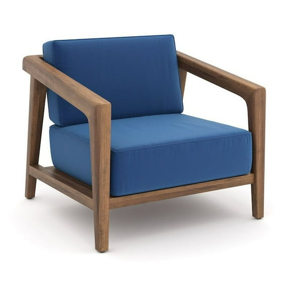 New Classic Furniture Bali Solid Wood Patio Club Chair in Dark Blue (Set of 2)