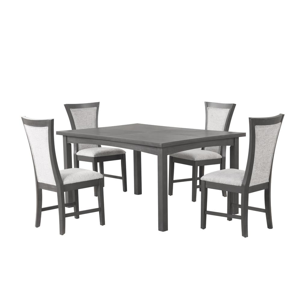 New Classic Furniture Flair  60" Dining Table & 4 Chairs (5 Pc Set)-Gray