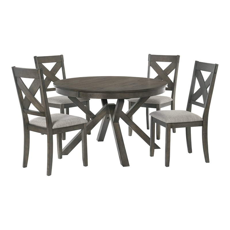 New Classic Furniture Gulliver 5-Piece Solid Wood Dining Set in Brown