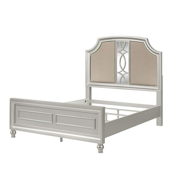 New Classic Furniture Reflections 4-Pc Wood Queen Bedroom Set (B/Dr/Mr/Ch), Silver
