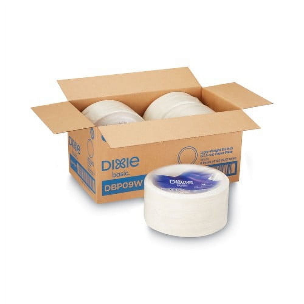 New Dixie Paper Dinnerware, Plates, White, 8.5" Diameter, 125/Pack, 4/Carton,Each