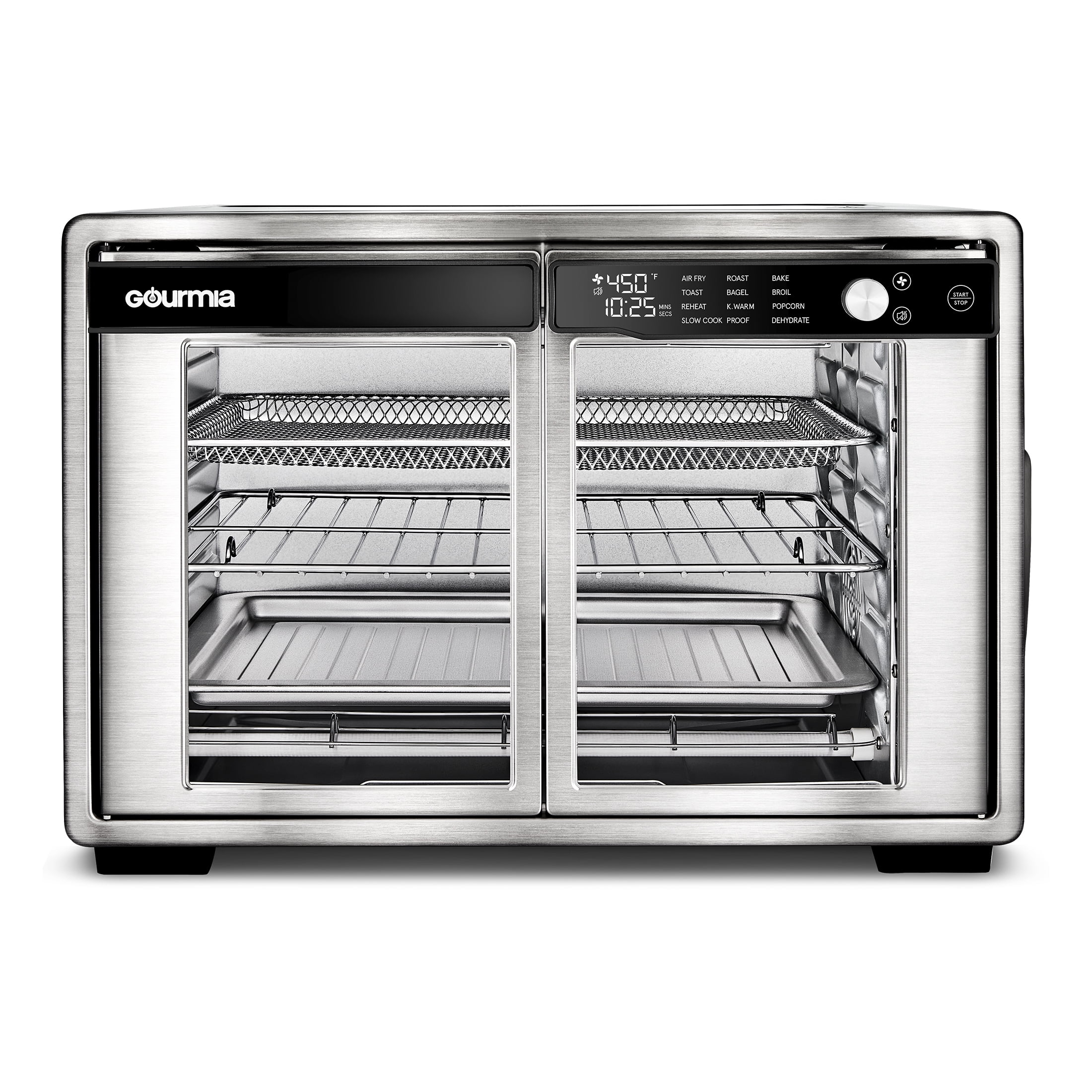 New Gourmia 1700W 9-Slice Digital Toaster Oven Air Fryer, 12 Cooking Preset, 35L, Stainless Steel