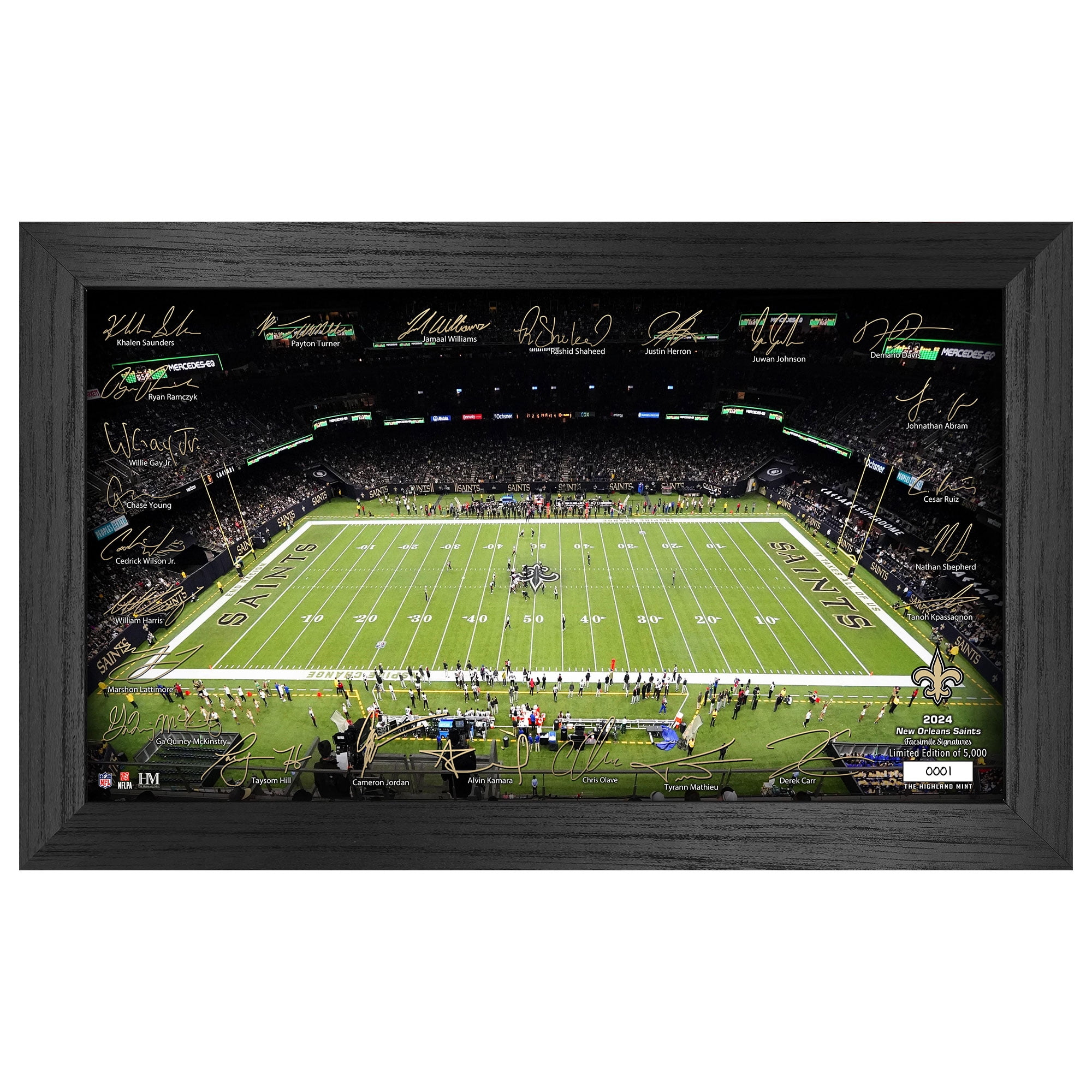 Highland Mint New Orleans Saints 12" x 20" 2024 Signature Gridiron Panoramic Framed Photo